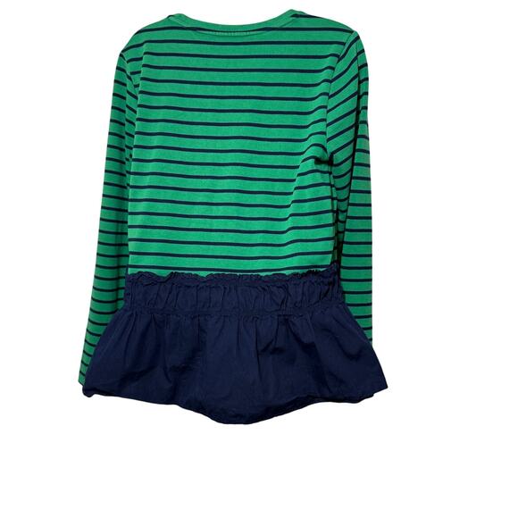 Crown & Ivy Green Navy Striped Blouse Medium – Preppy Peplum Contrast Hem - Picture 3 of 7